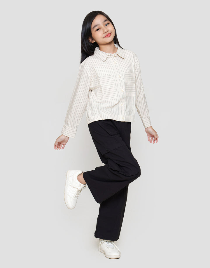 Nevada Bulu Kuda Stripe Kantong Kemeja Anak Perempuan