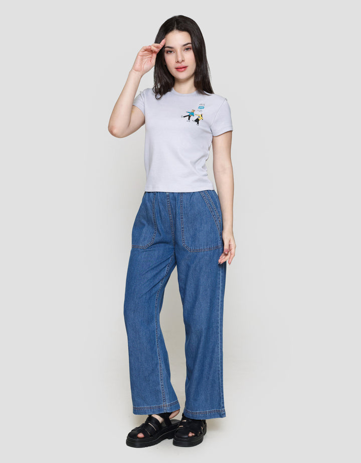 Suko Kerah Bulat Lengan Pendek Kaos Wanita