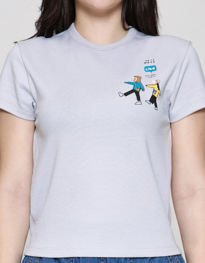 Suko Kerah Bulat Lengan Pendek Kaos Wanita