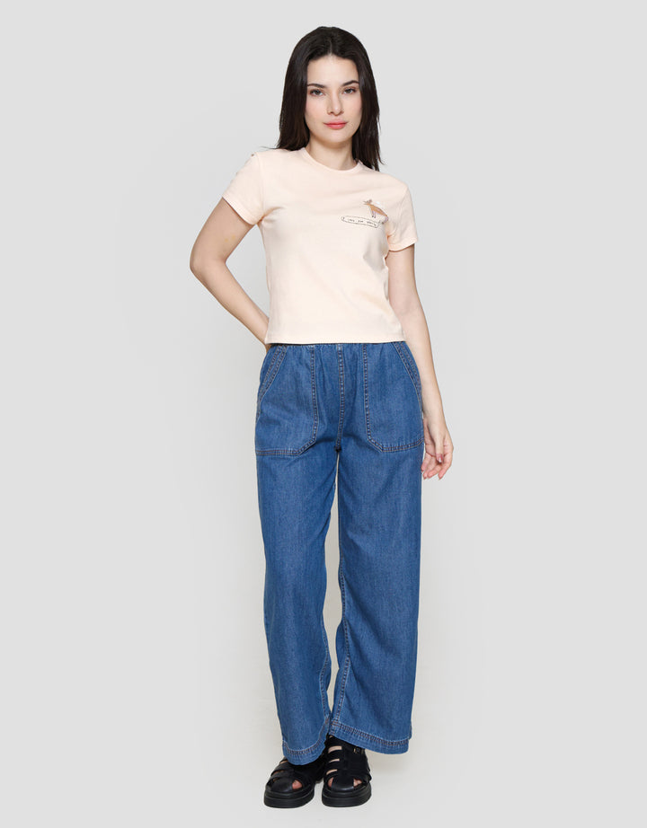 Suko Lengan Pendek Kaos Crop Wanita