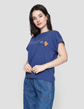 Suko Kerah Bulat Lengan Pendek Print Leaf Kaos Wanita