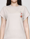 Suko Kerah Bulat Lengan Pendek Print Love Kaos Wanita