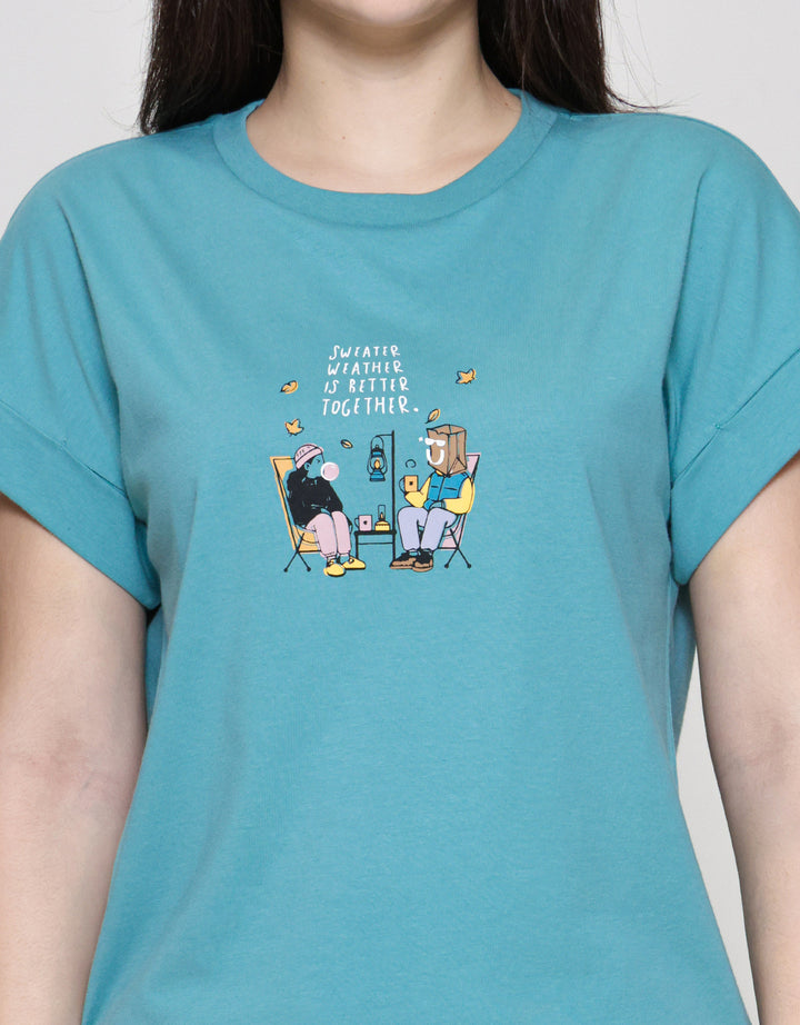 Suko Lengan Pendek Print Together Kaos Wanita