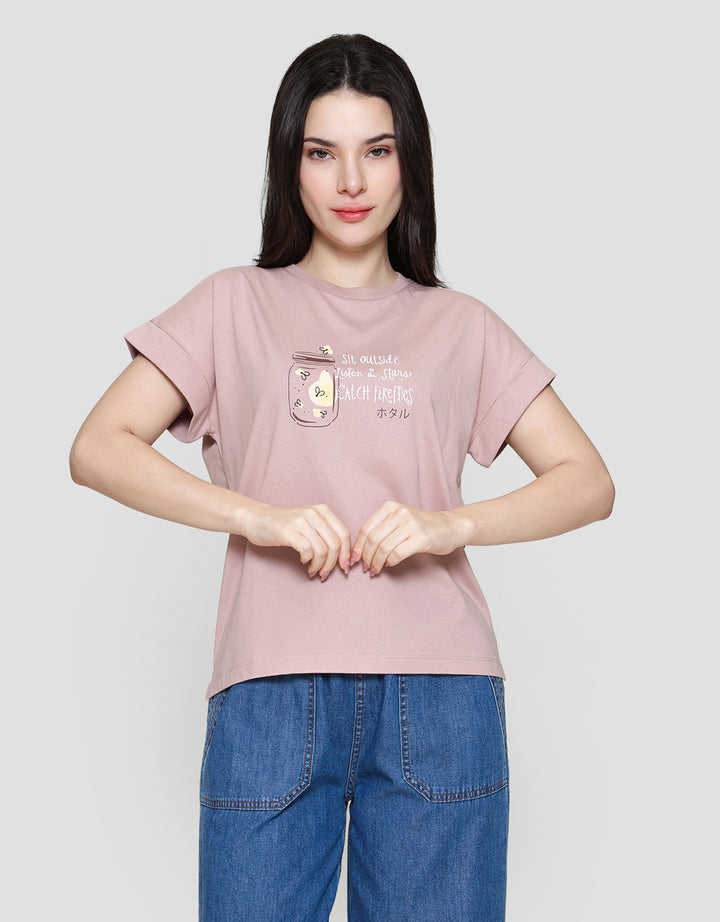 Suko Lengan Pendek Print Outside Kaos Wanita