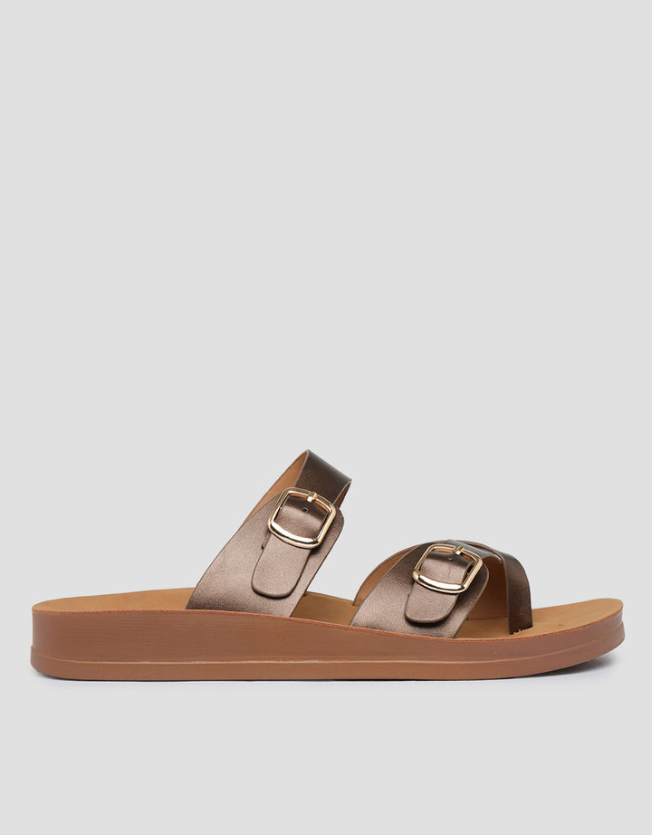 St. Yves Double Buckle Sandal Flip Flops Fq12 Wanita