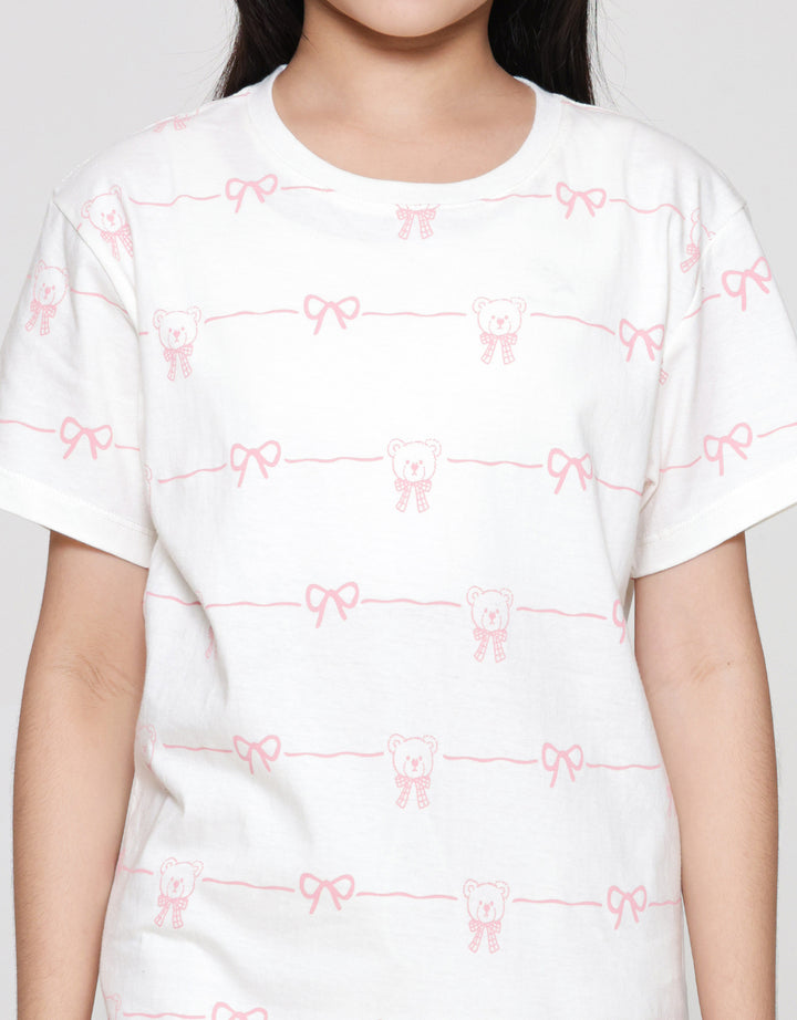 Nevada Print Bear Cute Kaos Anak Perempuan