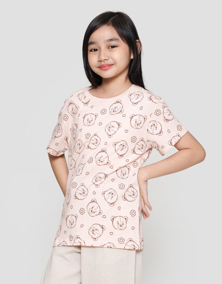 Nevada Print Head Bear Cute Kaos Anak Perempuan