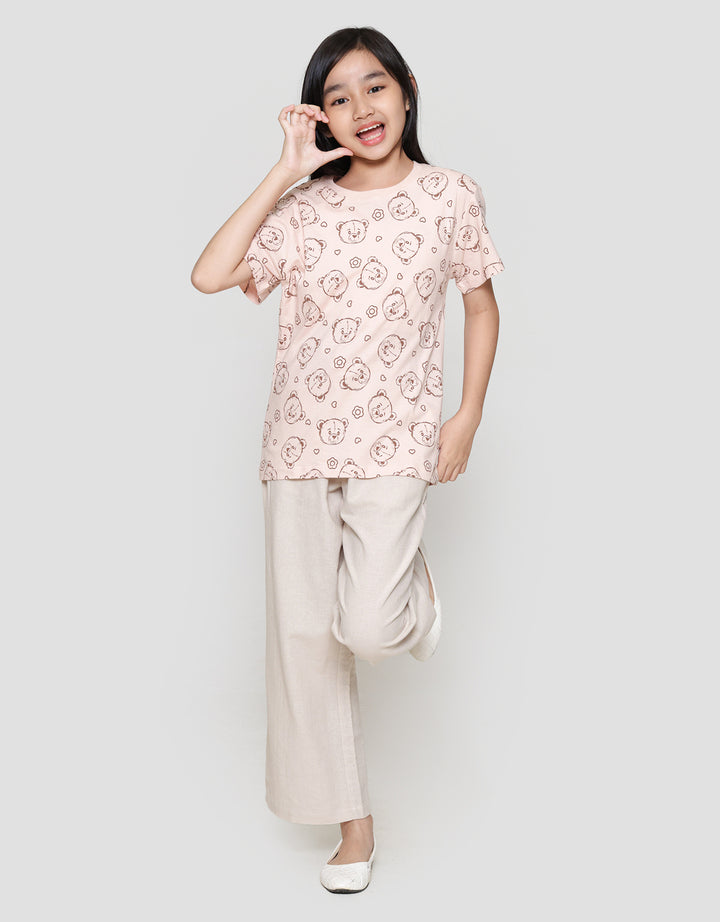 Nevada Print Head Bear Cute Kaos Anak Perempuan