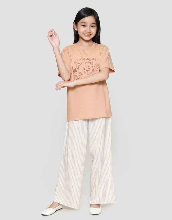 Nevada Print Happy Bear Cute Kaos Anak Perempuan