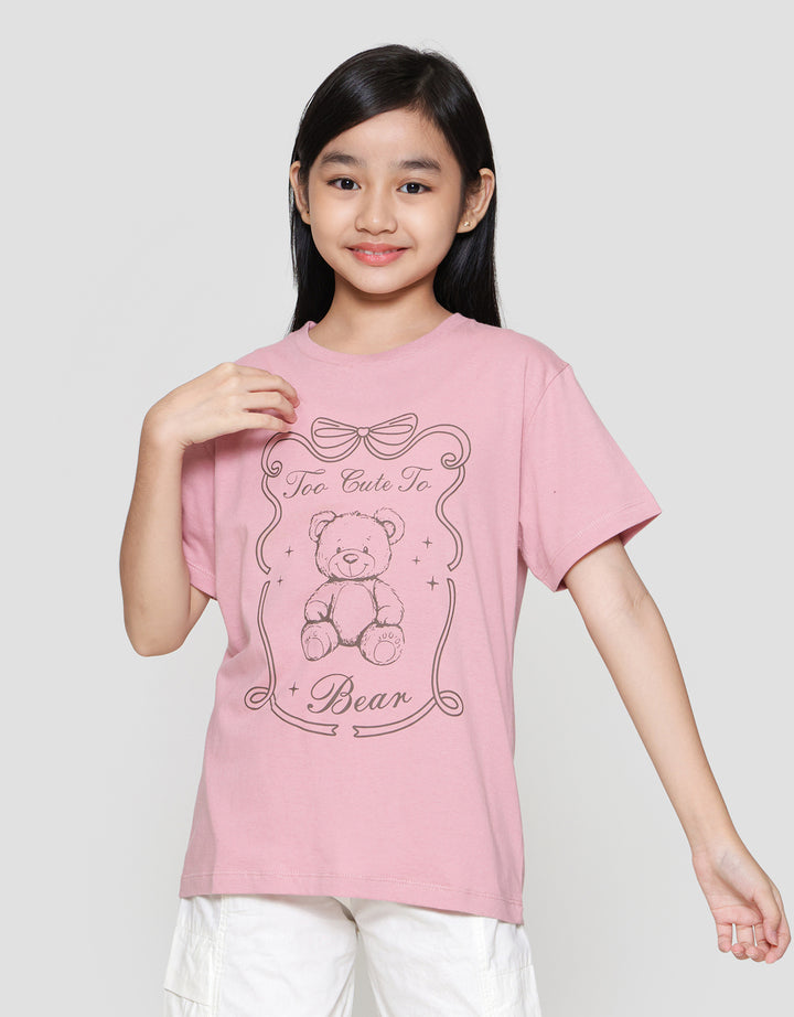 Nevada Print Frame Bear Cute Kaos Anak Perempuan