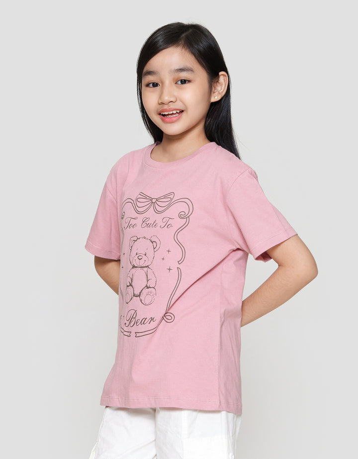 Nevada Print Frame Bear Cute Kaos Anak Perempuan