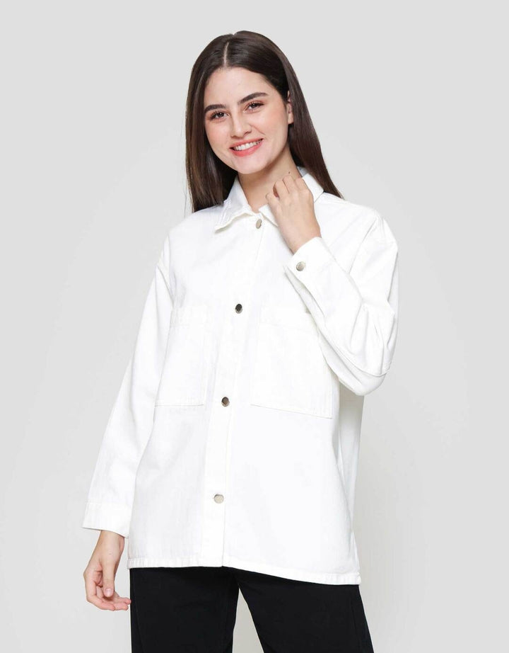 Nevada Denim Double Pocket Jacket Oversized Wanita