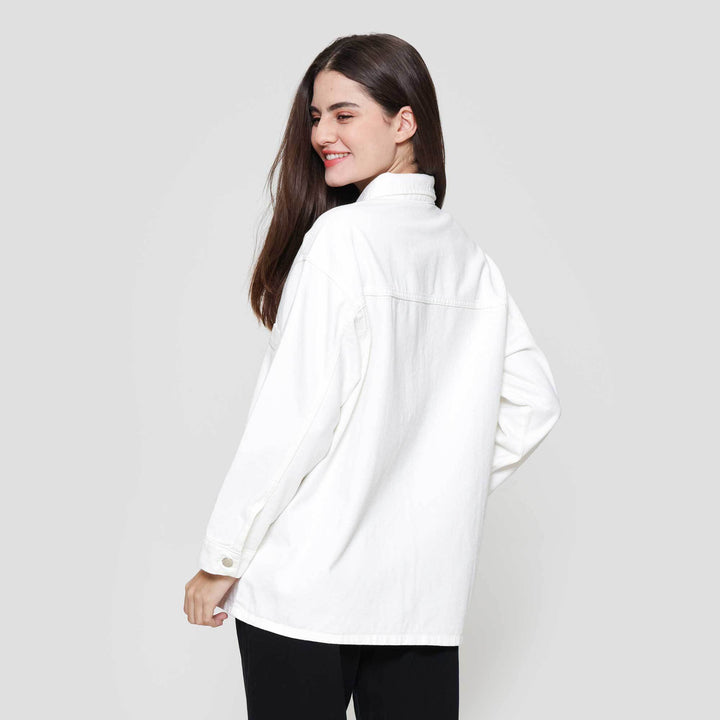 Nevada Denim Double Pocket Jacket Oversized Wanita