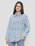 Nevada Denim Double Pocket Jacket Oversized Wanita