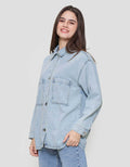 Nevada Denim Double Pocket Jacket Oversized Wanita