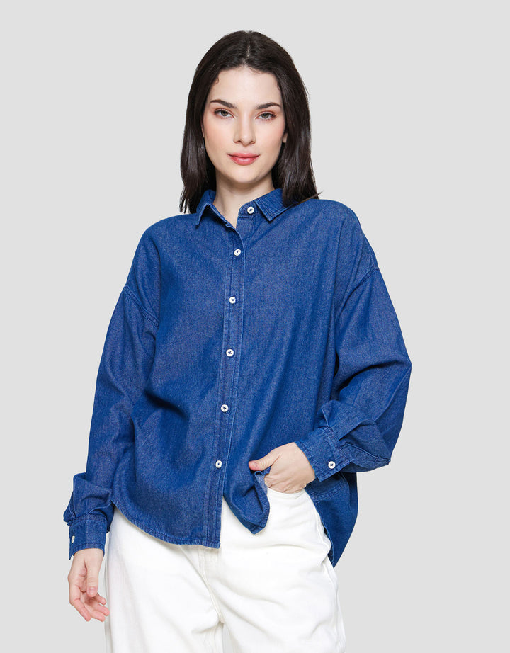 Nevada Basic Denim Kemeja Denim Wanita
