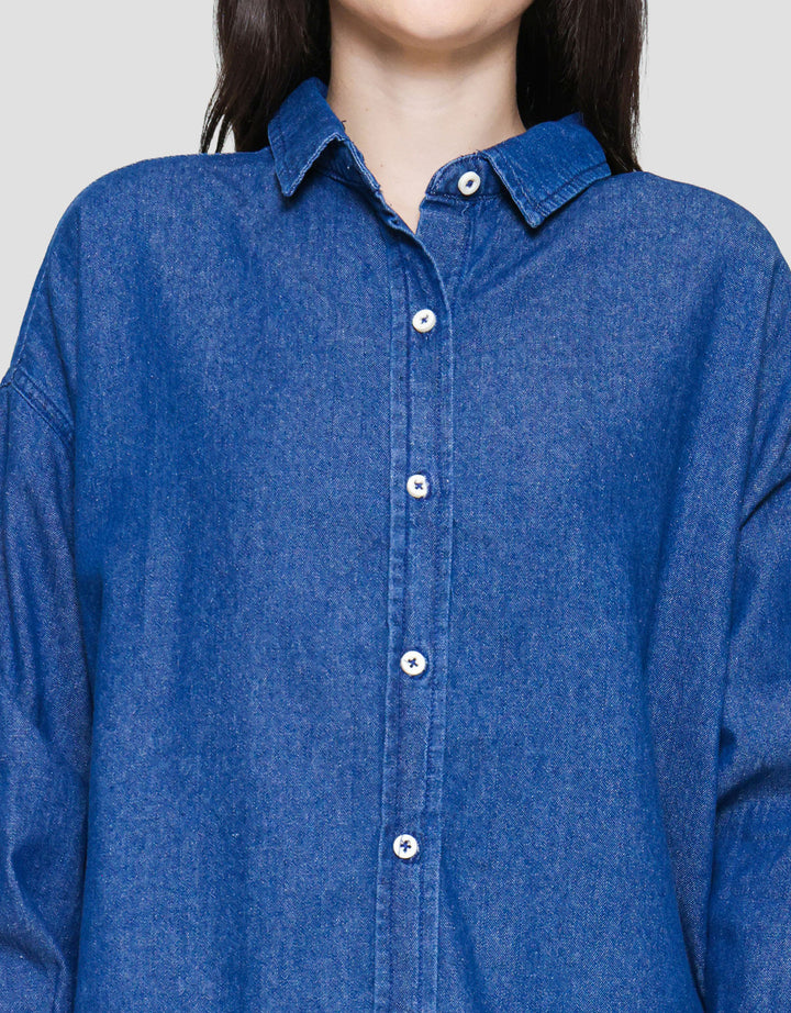 Nevada Basic Denim Kemeja Denim Wanita