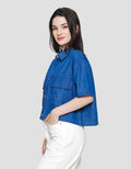 Nevada Boxy Kemeja Crop Denim Wanita