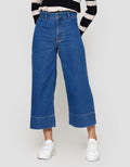 Nevada Wide Leg Folded At Bottom Celana Denim Wanita