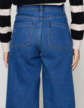 Nevada Wide Leg Folded At Bottom Celana Denim Wanita