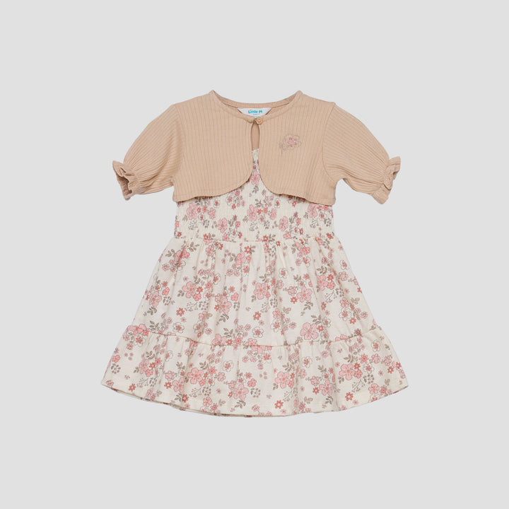 Little M Set Cardigan Dan Bando Flower Midi Dress Bayi