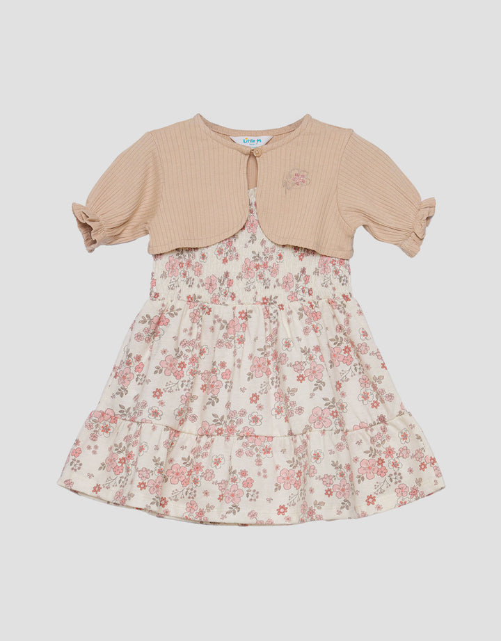 Little M Set Cardigan Dan Bando Flower Midi Dress Bayi