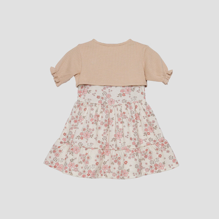 Little M Set Cardigan Dan Bando Flower Midi Dress Bayi