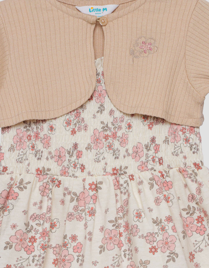Little M Set Cardigan Dan Bando Flower Midi Dress Bayi