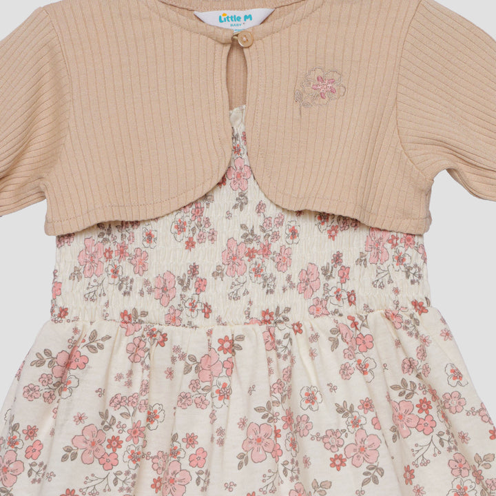Little M Set Cardigan Dan Bando Flower Midi Dress Bayi
