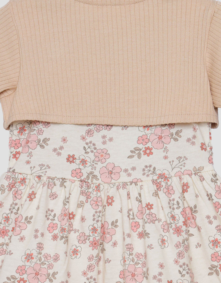 Little M Set Cardigan Dan Bando Flower Midi Dress Bayi