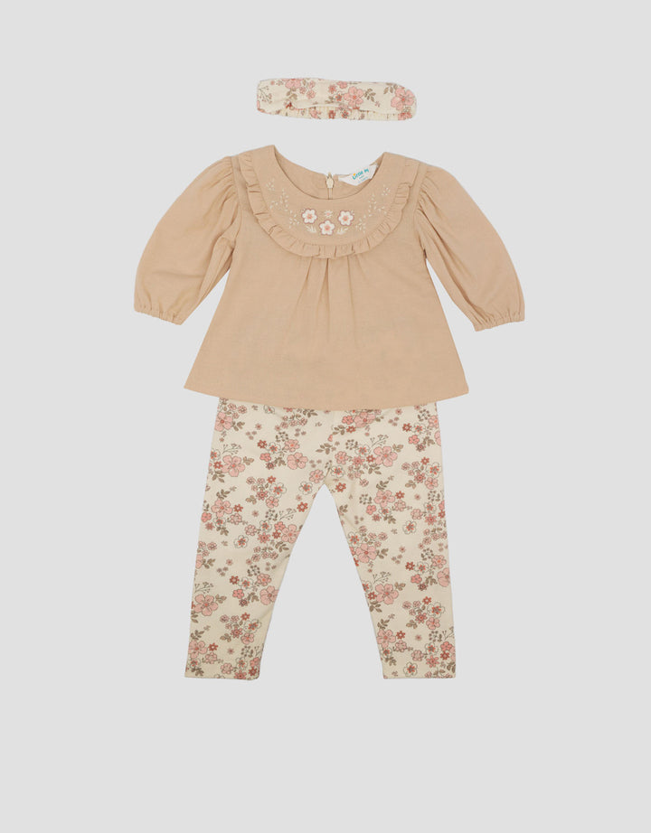 Little M Woven Kombi Knit Ca And Bando Pakaian Setelan Bayi