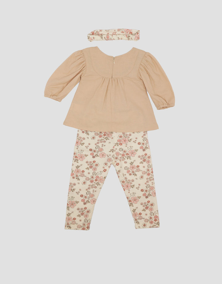 Little M Woven Kombi Knit Ca And Bando Pakaian Setelan Bayi