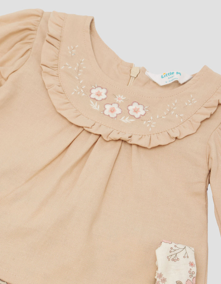 Little M Woven Kombi Knit Ca And Bando Pakaian Setelan Bayi