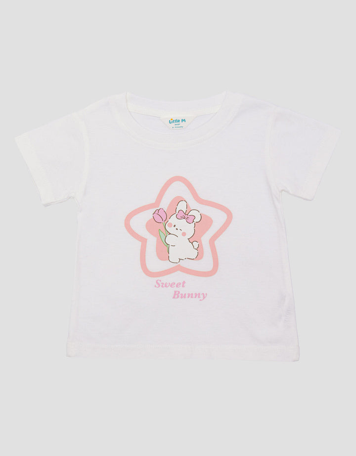 Little M Print Star Sweet Bunny Kaos Bayi Perempuan