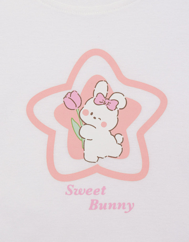 Little M Print Star Sweet Bunny Kaos Bayi Perempuan