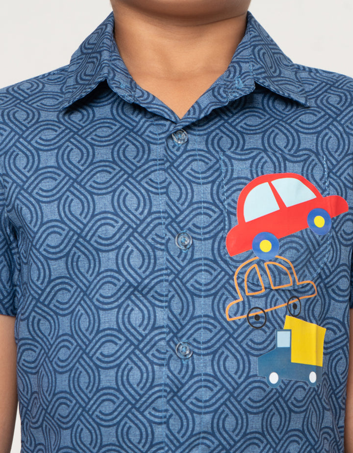 MXM LITTLE M MOTIF MOBIL KEMEJA ANAK LAKI-LAKI