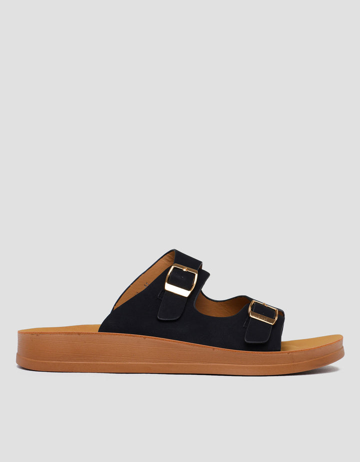 St. Yves Double Buckle Sandal Slipper Fq10 Wanita