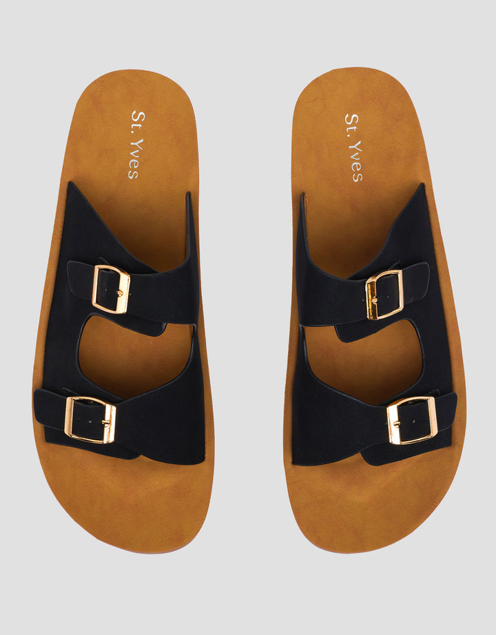 St. Yves Double Buckle Sandal Slipper Fq10 Wanita