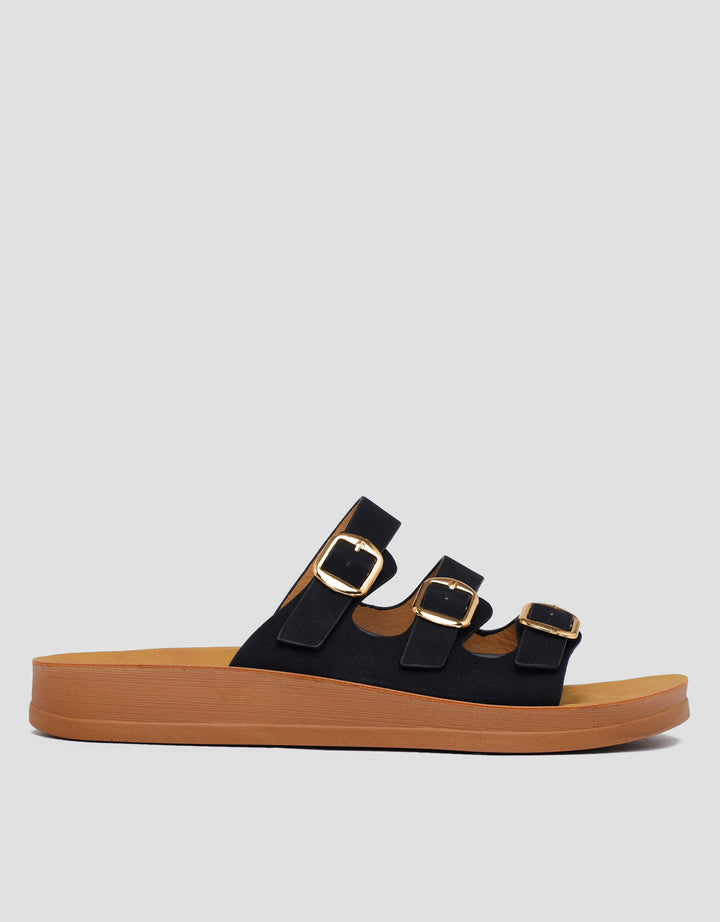 ST. YVES SANDAL SLIPPER TRIPLE STRAP BUCKLE FQ15 WANITA