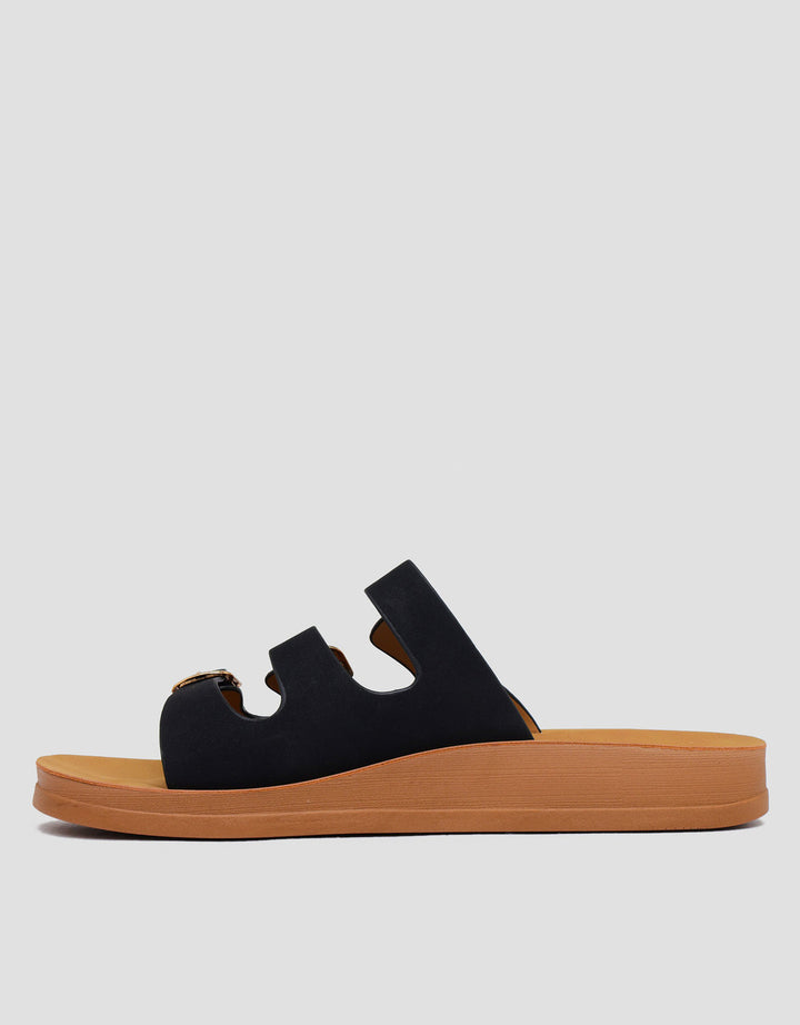 ST. YVES SANDAL SLIPPER TRIPLE STRAP BUCKLE FQ15 WANITA