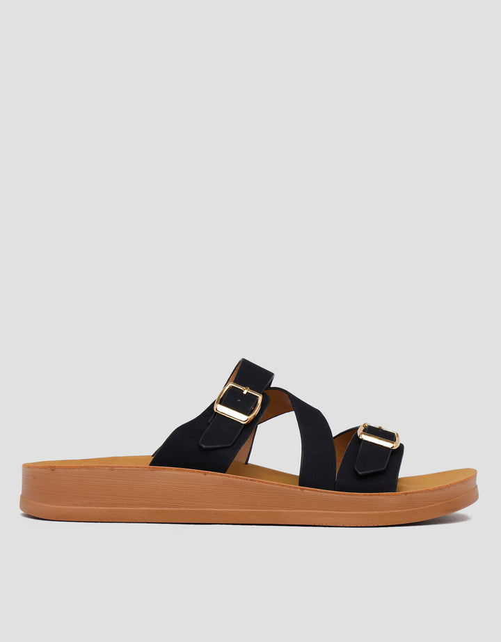 St. Yves Buckle Sandal Slipper  Fq28 Wanita