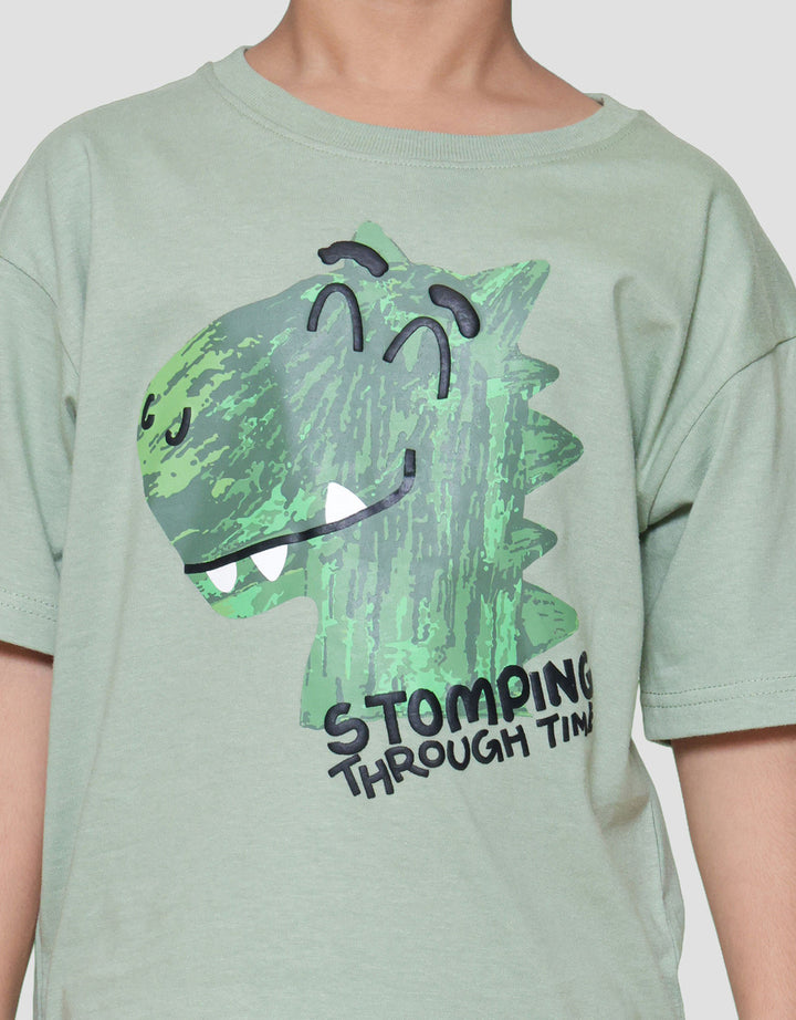 Little M Stomping Through Time Kaos Oversize Anak Laki-laki