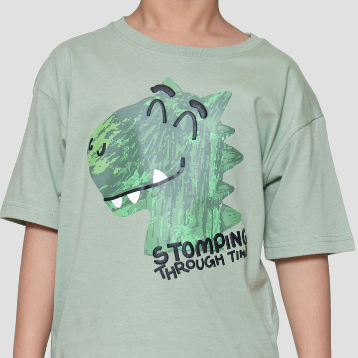 Little M Stomping Through Time Kaos Oversize Anak Laki-laki