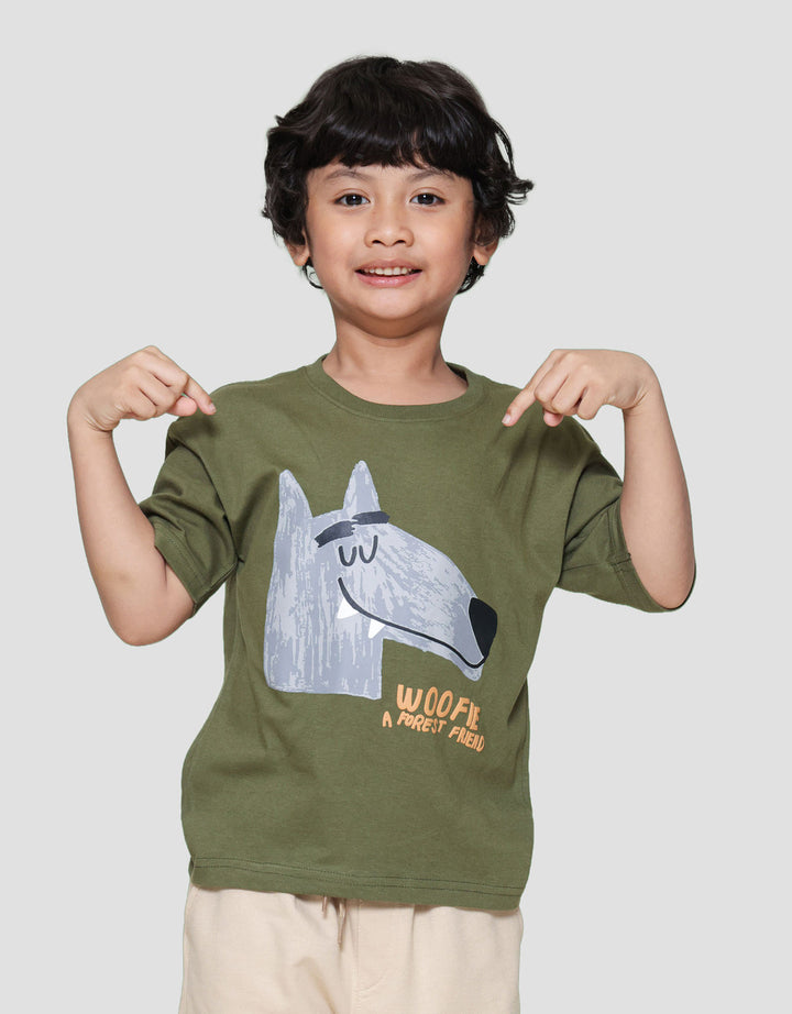 Little M Woofie A Forest Friend Kaos Oversize Anak Laki-laki