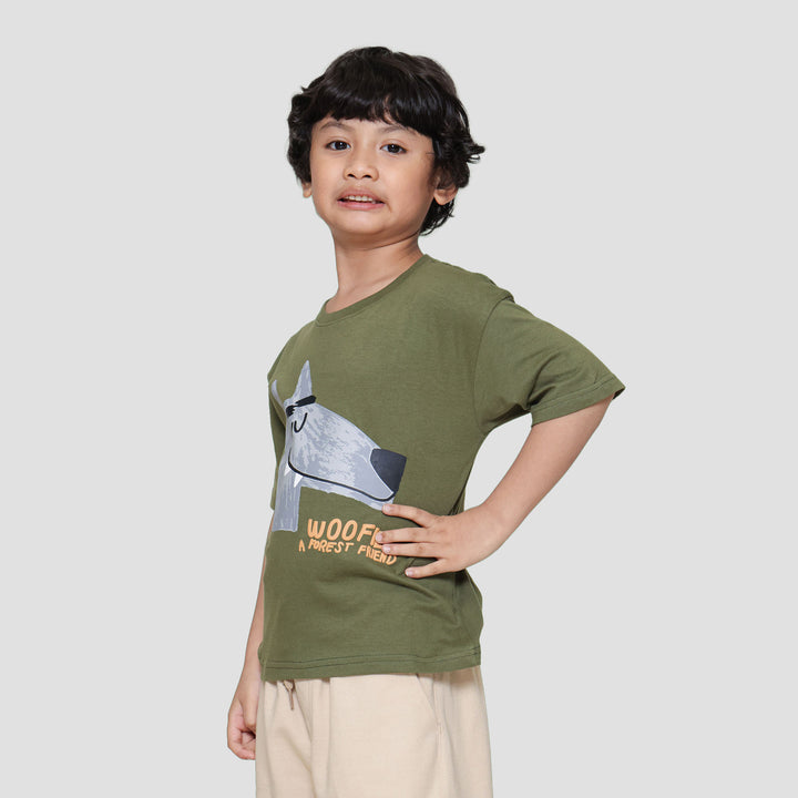 Little M Woofie A Forest Friend Kaos Oversize Anak Laki-laki