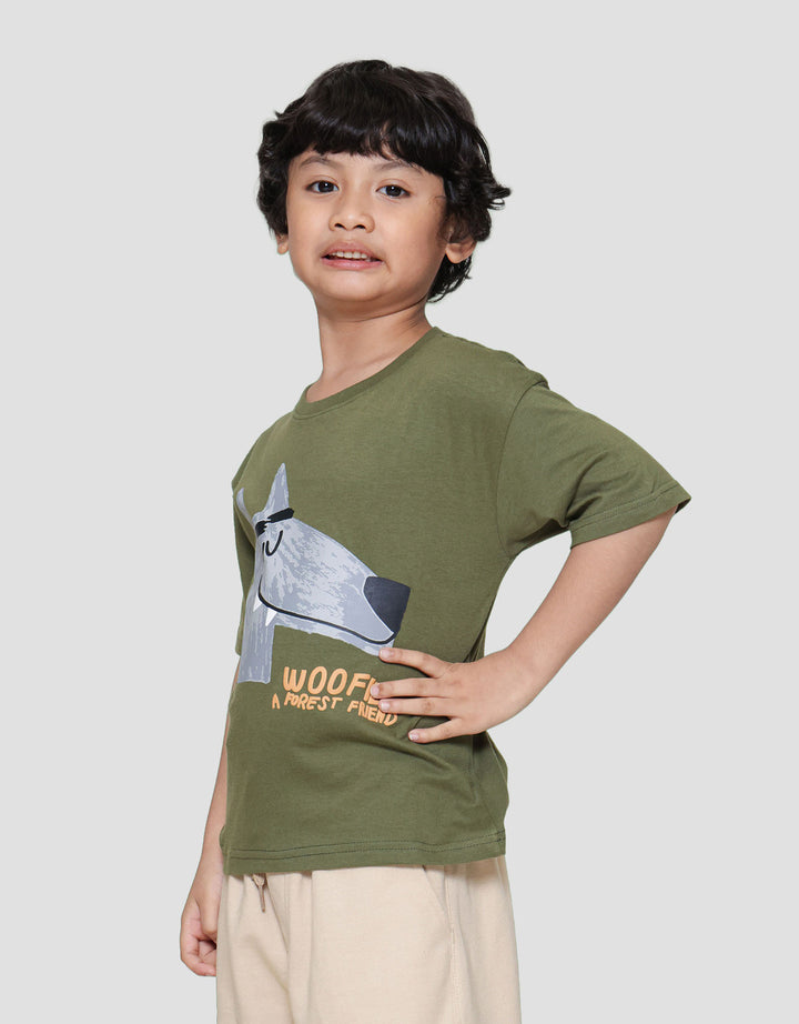 Little M Woofie A Forest Friend Kaos Oversize Anak Laki-laki