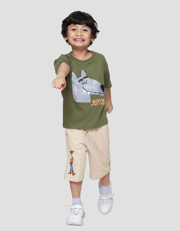 Little M Woofie A Forest Friend Kaos Oversize Anak Laki-laki