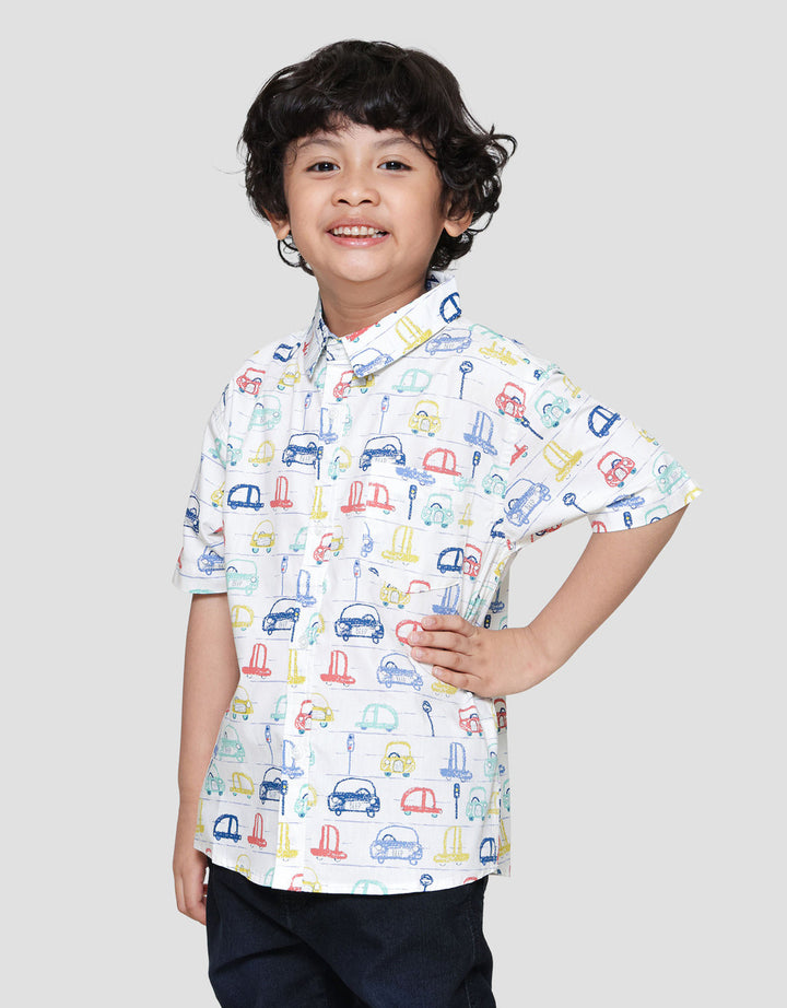 Little M Print Car Kemeja Anak Laki-laki