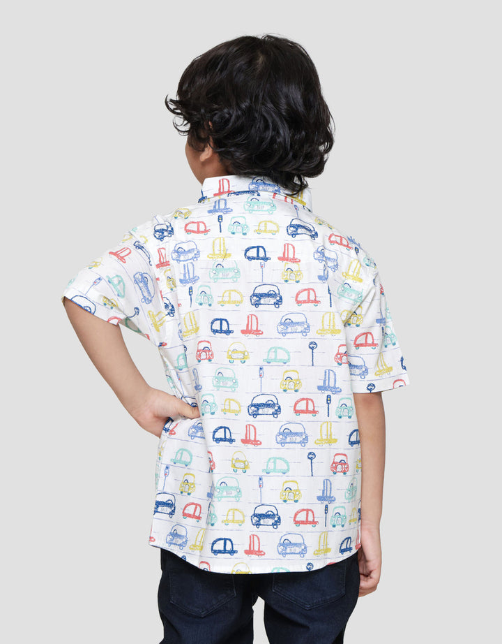 Little M Print Car Kemeja Anak Laki-laki