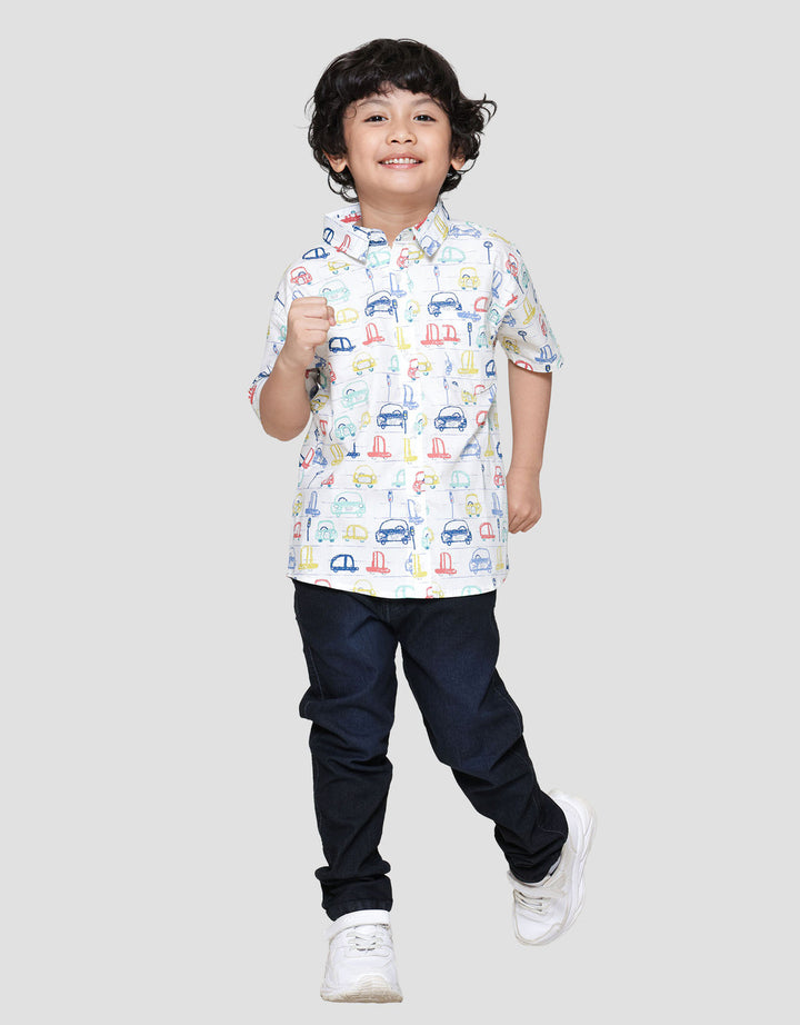 Little M Print Car Kemeja Anak Laki-laki